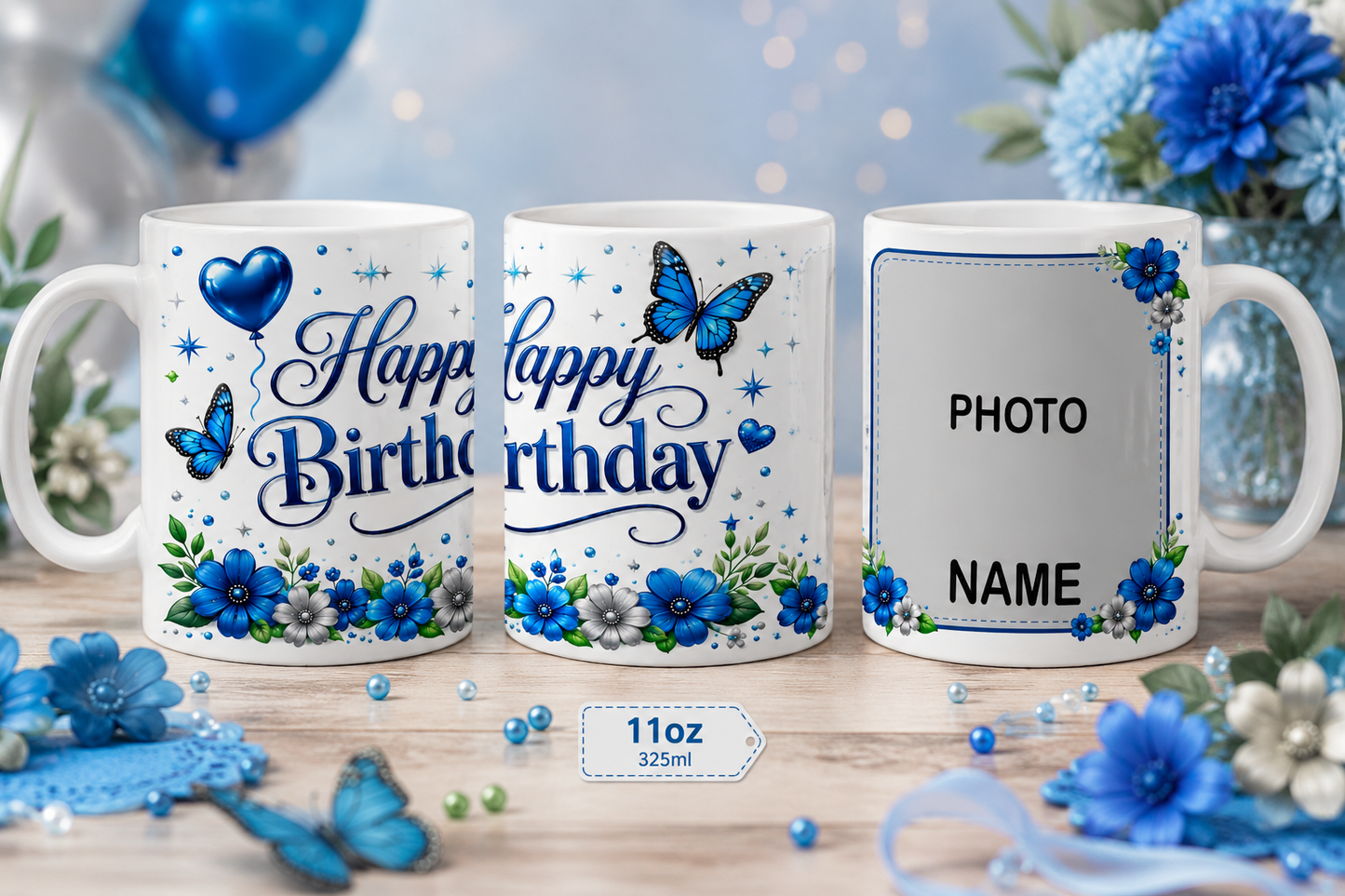 Taza 11oz de cumpleaños agrega foto y nombre para regalo p050