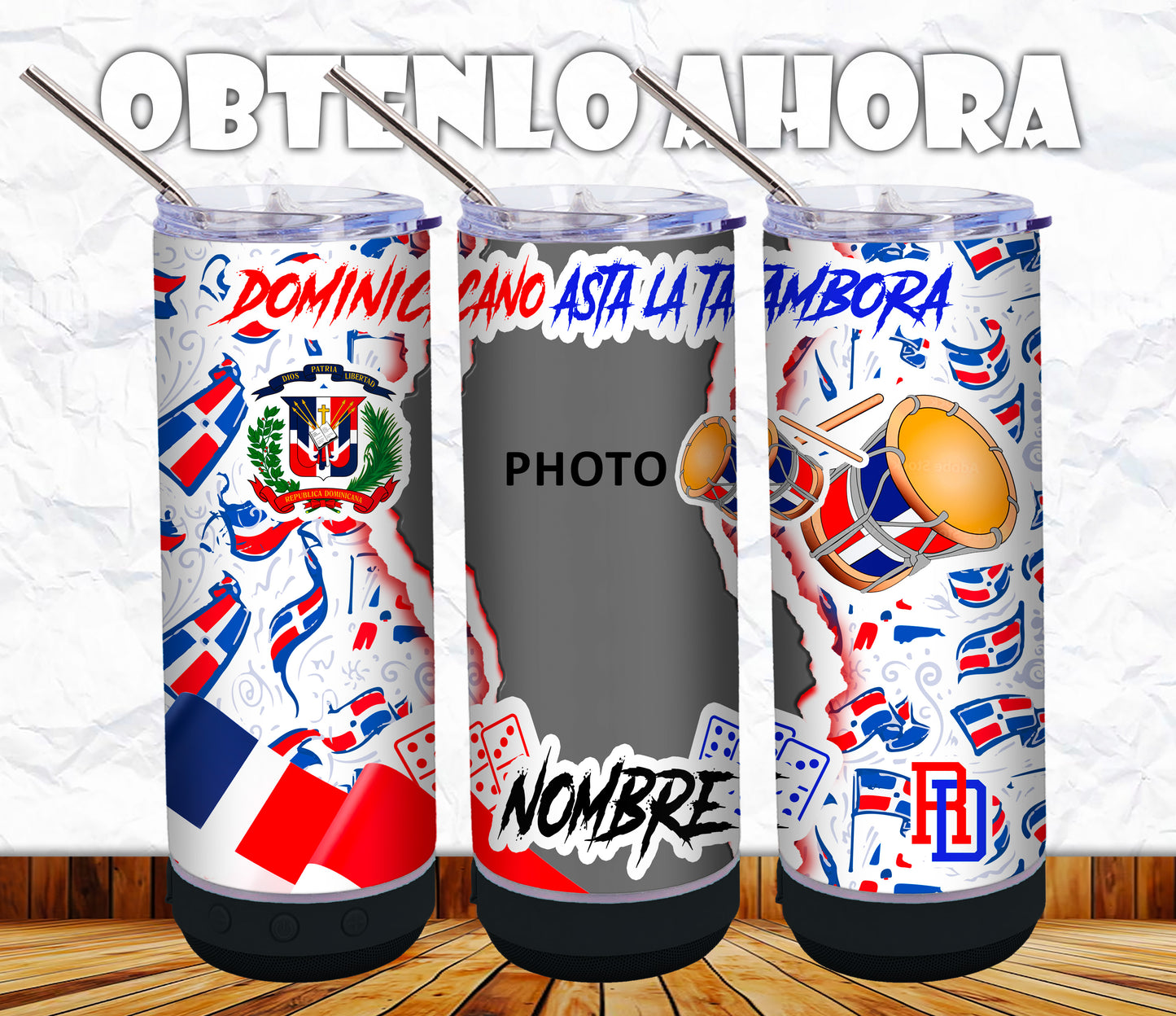 vaso personalizado con foto y nombre + bocina p012