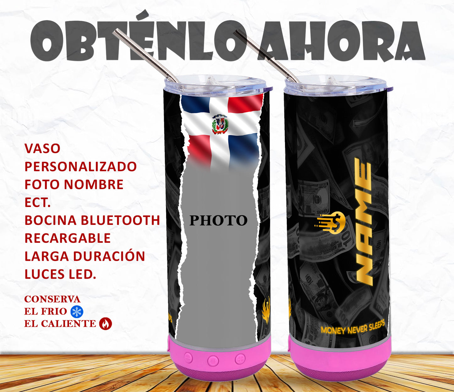 vaso 20oz Personalizado con bocina bluetooth p008
