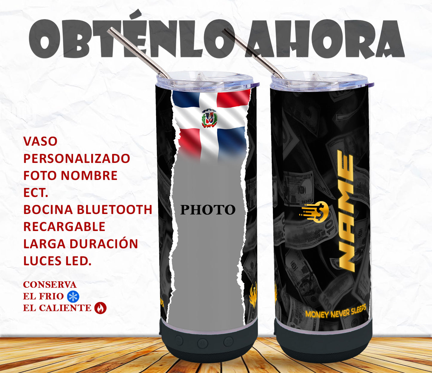 vaso 20oz Personalizado con bocina bluetooth p008