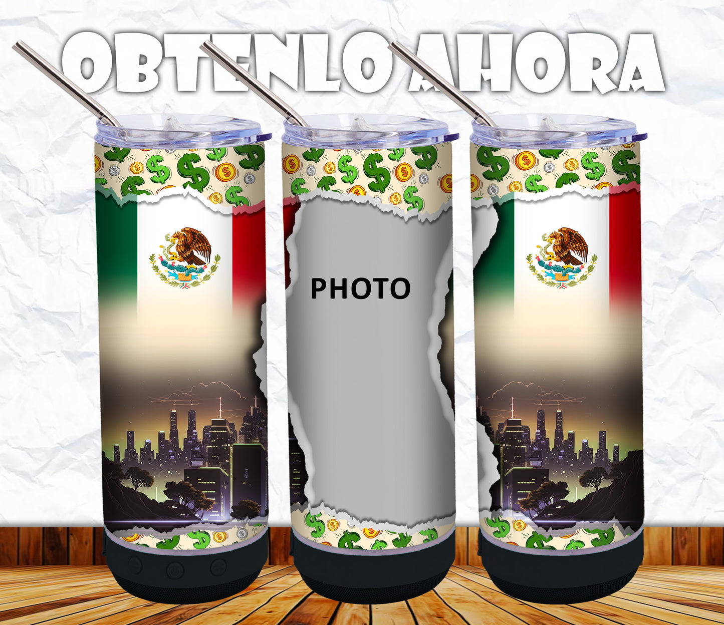vaso 20oz personalizado con bocina p027