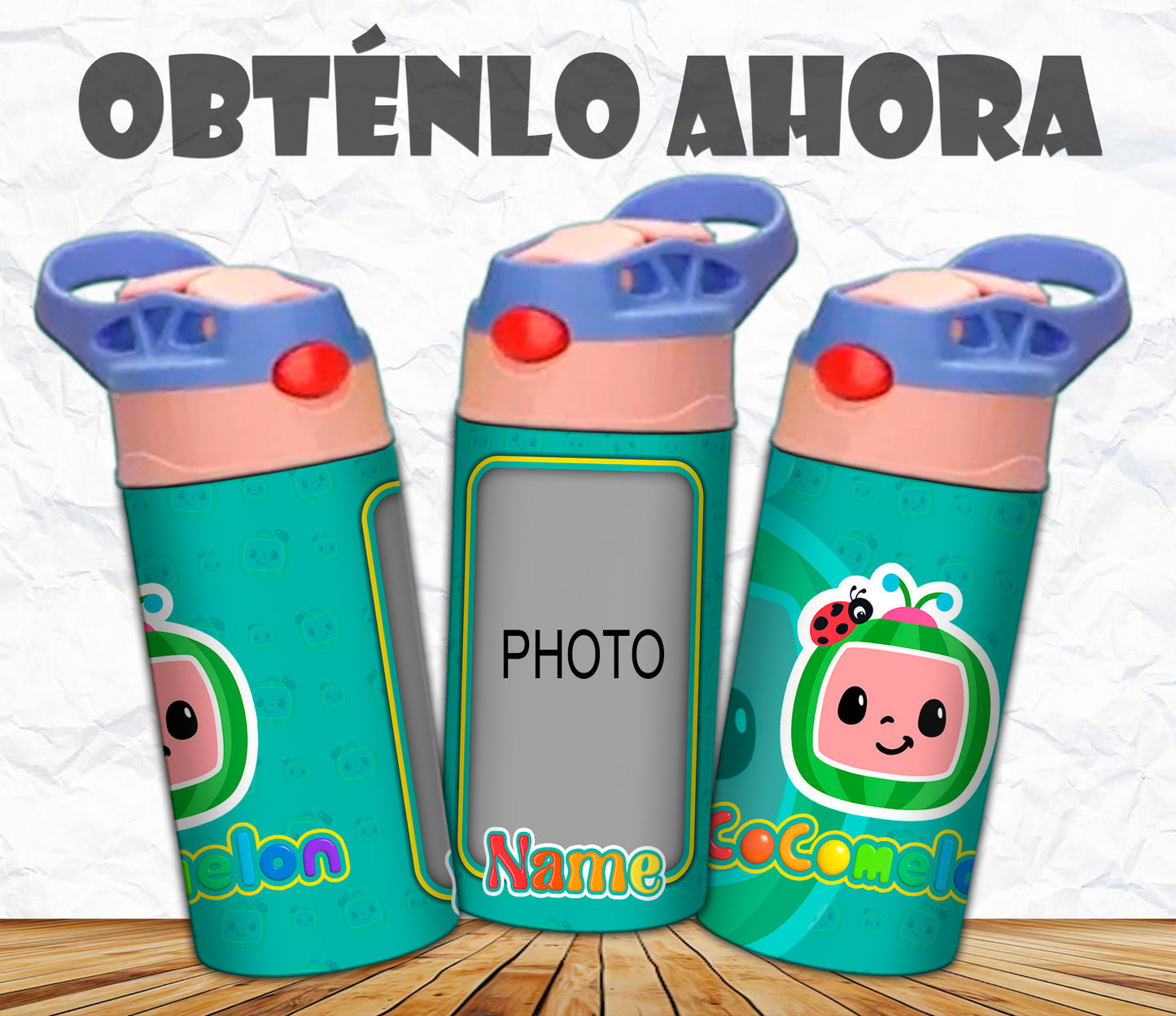 vaso de niño personalizado cocomelon con foto nombre 16oz p031