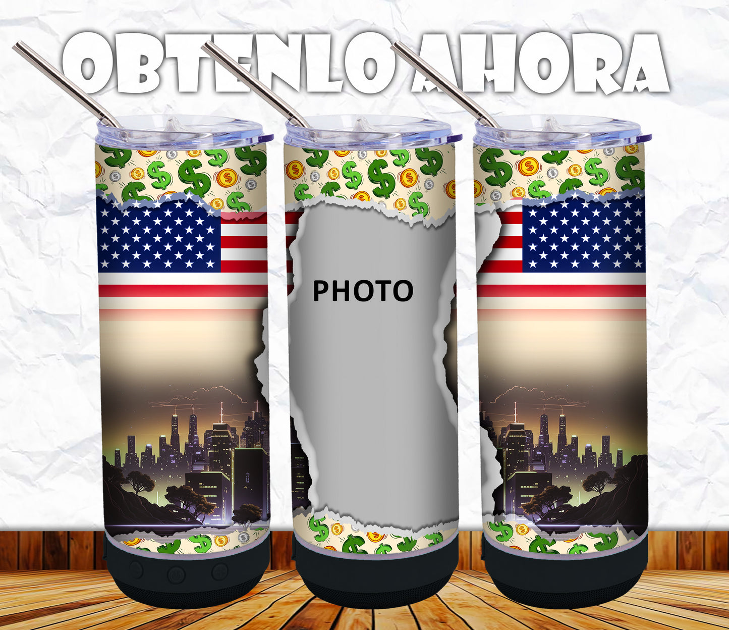 vaso 20oz personalizado con bocina p027