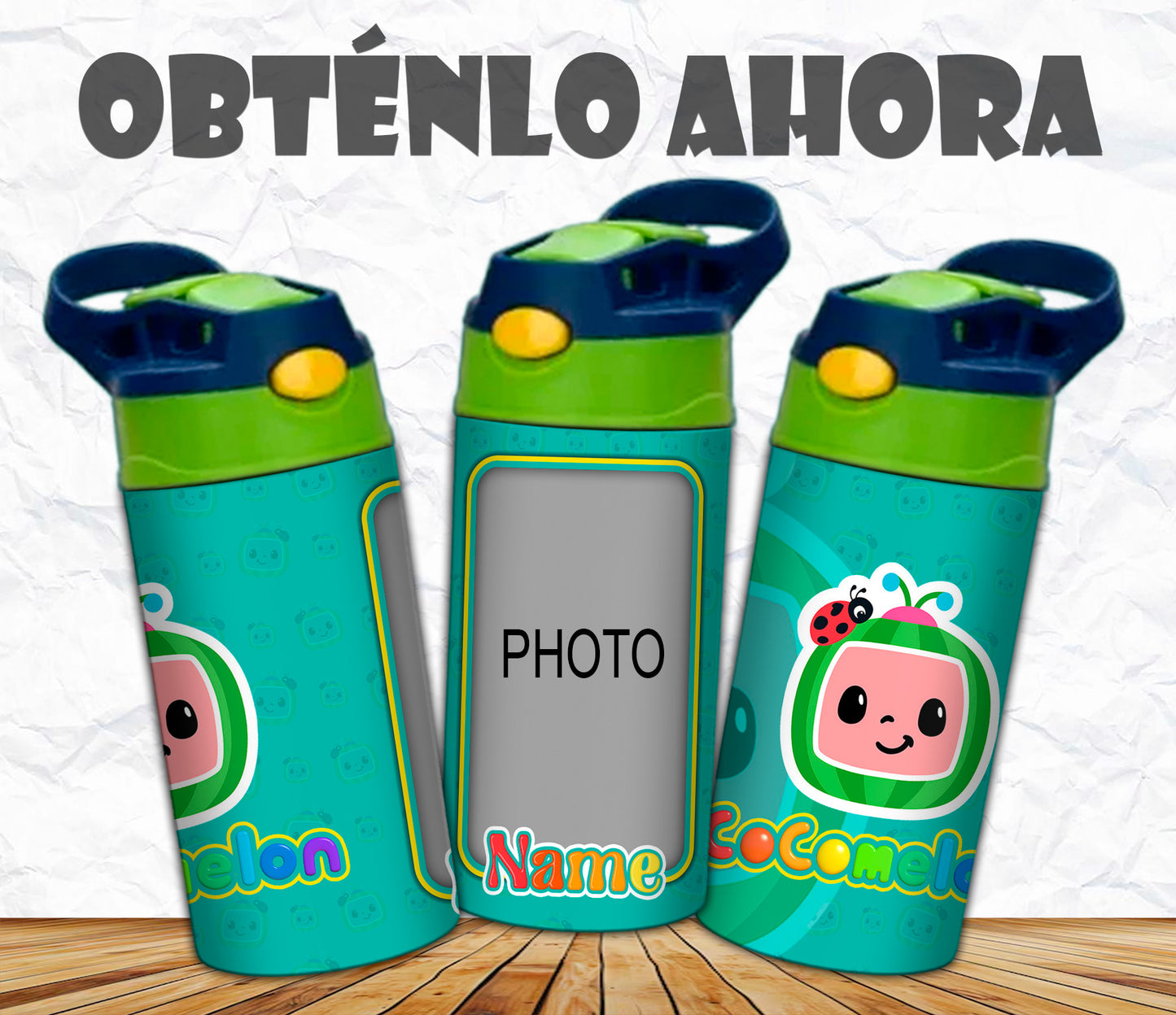 vaso de niño personalizado cocomelon con foto nombre 16oz p031