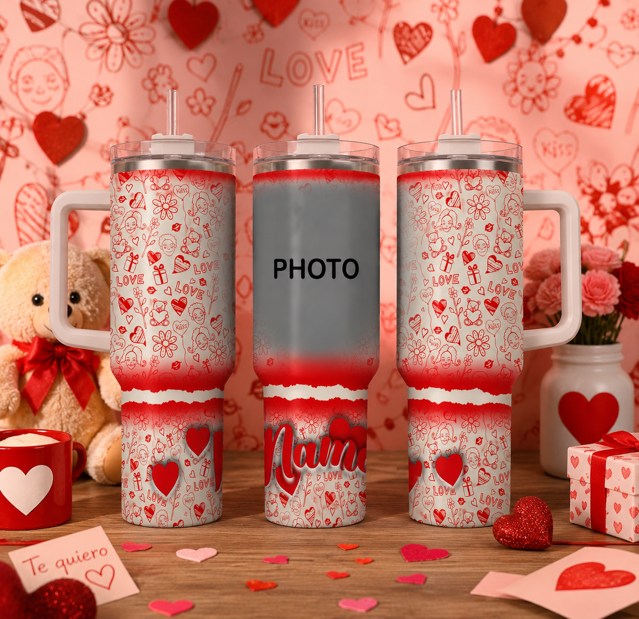vaso 40oz del amor personalizado con foto y nombre p045