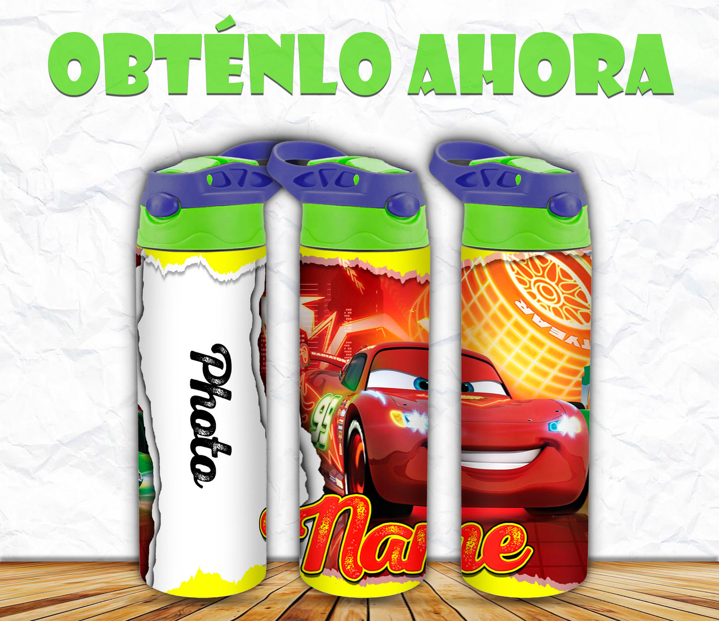 vaso niño personalizado rayo mcqueen 16oz p010