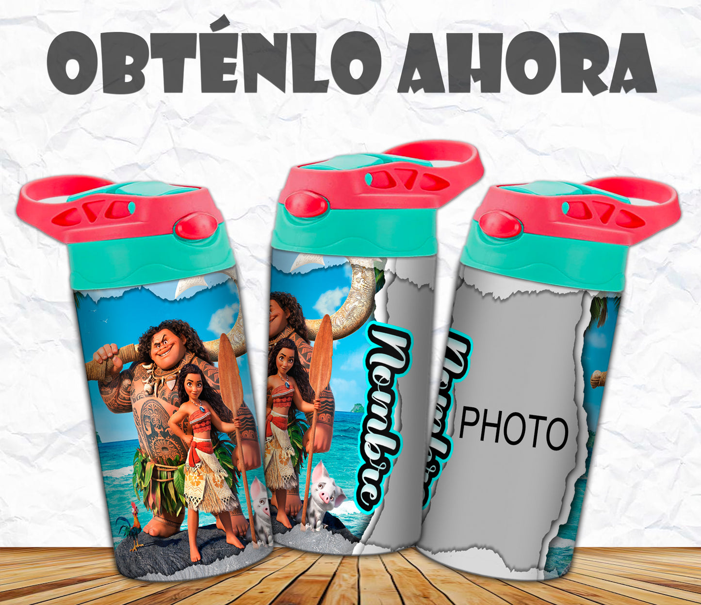 vaso de niño personalizado moana p016