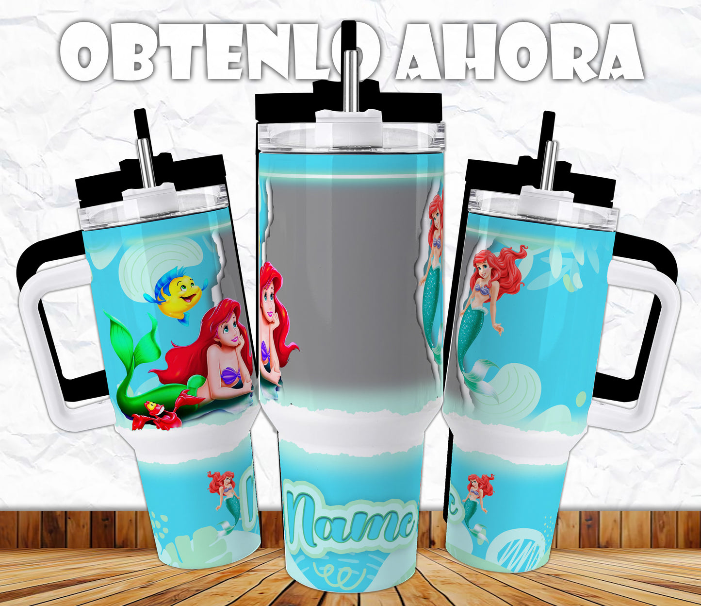 vaso con asa 40oz sirena personalizable p026