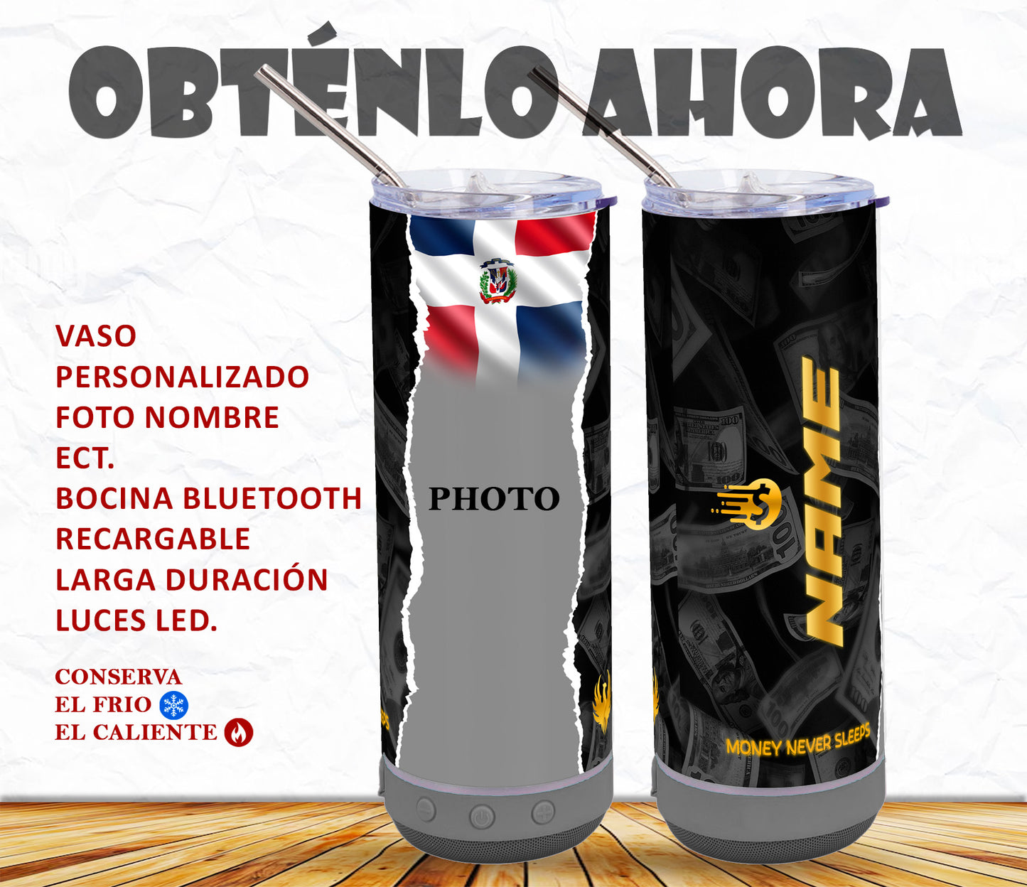 vaso 20oz Personalizado con bocina bluetooth p008