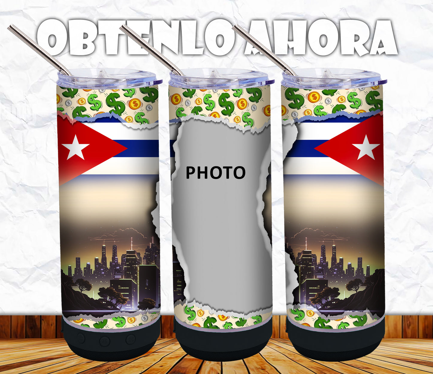 vaso 20oz personalizado con bocina p027