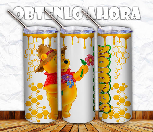 vaso y taza personalizado  winnie con nombre p034