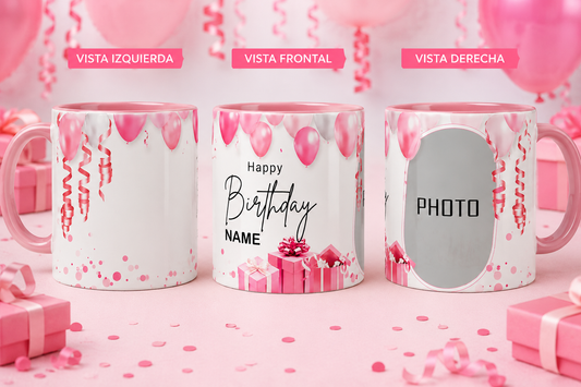 Taza 11oz cumpleaños personaliza con una foto y nombre p046