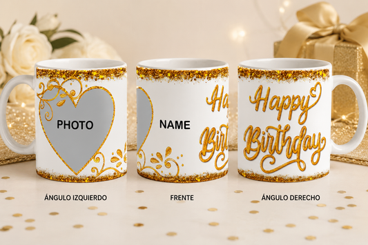 Taza cumpleaños 11oz agregale foto y nombre p048