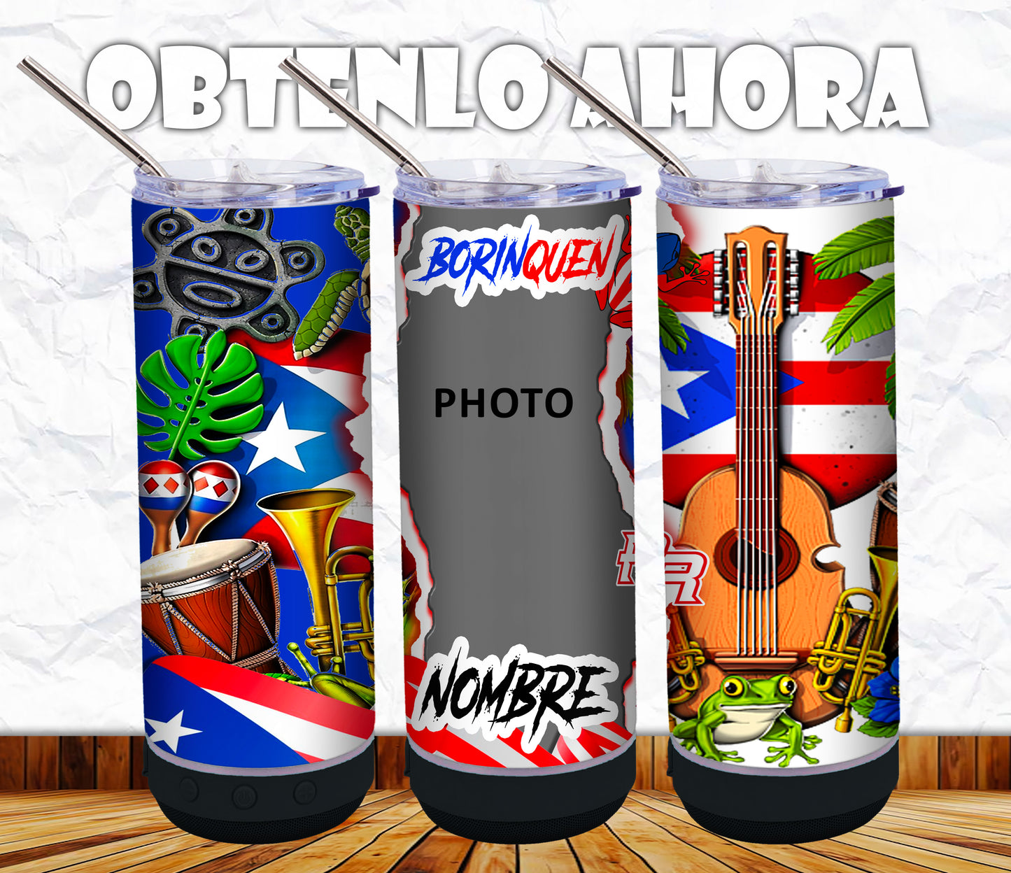 vaso personalizado con foto y nombre + bocina p012