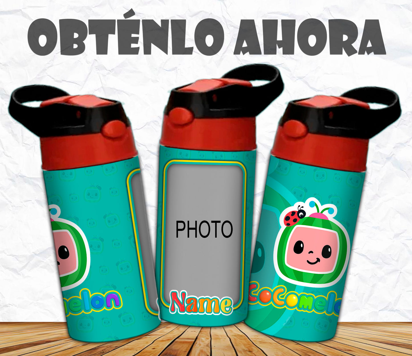 vaso de niño personalizado cocomelon con foto nombre 16oz p031