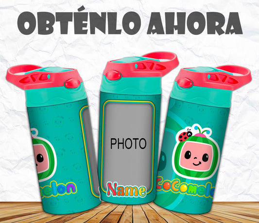 vaso de niño personalizado cocomelon con foto nombre 16oz p031